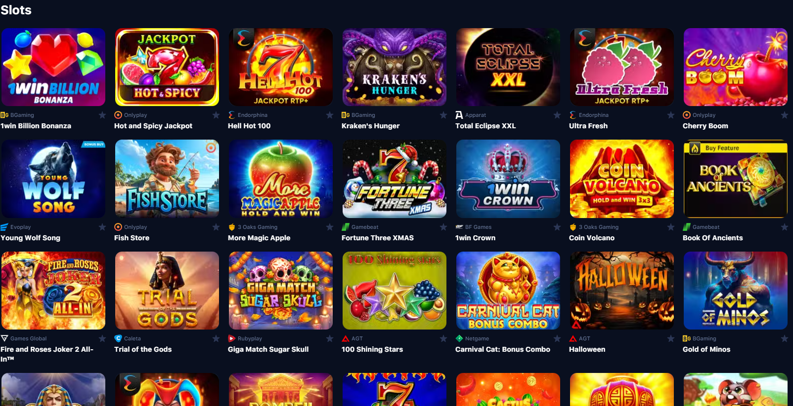 hottest games 1win casino